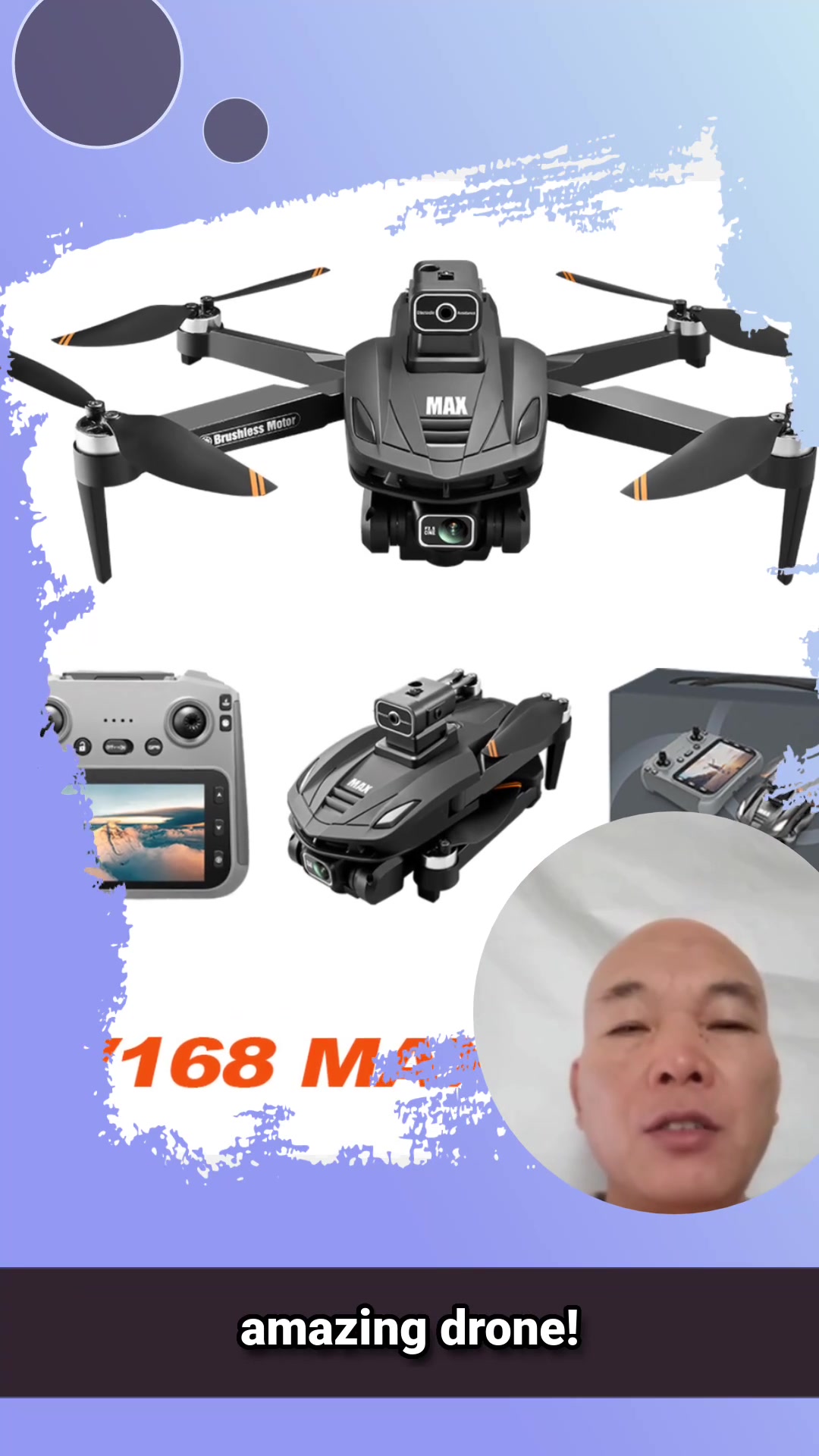 Cross-border new product v168MAX brushless GPS return with screen high-definition aerial photography obstacle avoidance drone, foreign trade remote control aircraft